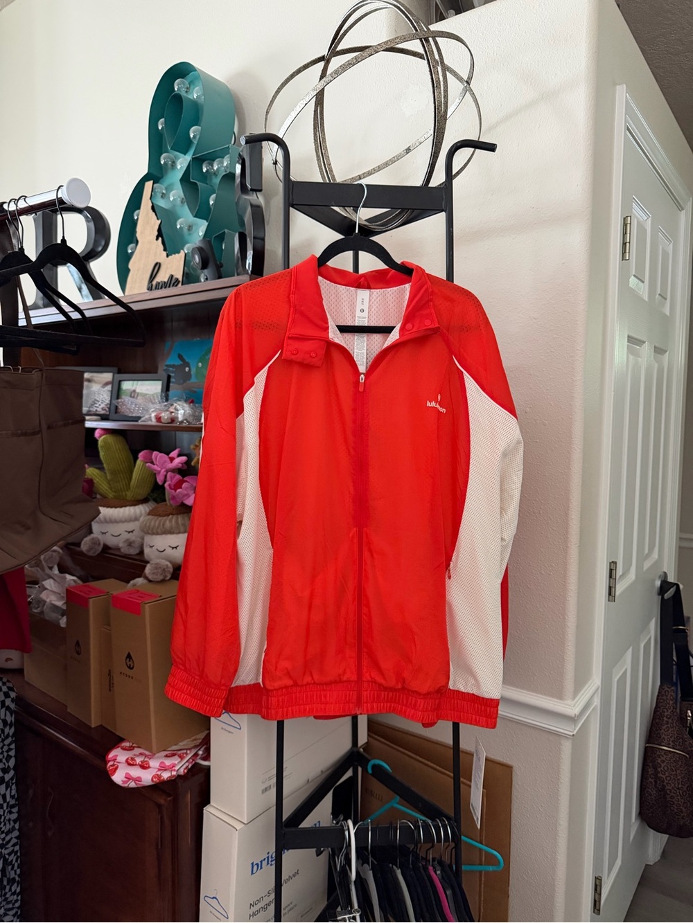 lululemon athletica Red and White Lightweight Track Jacket